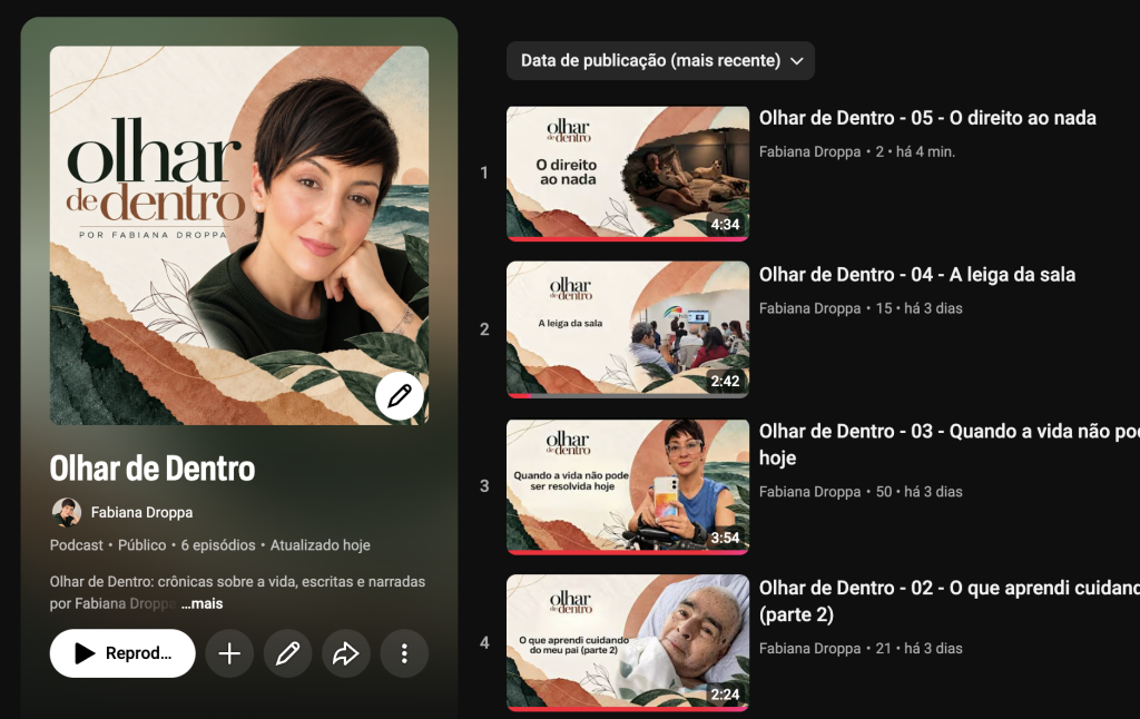 Print da aba podcast do meu canal no youtube